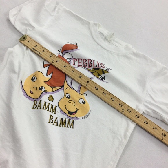 Vintage 1994 Flinstone Pebbles BamBam Single Stitch T-Shirt XL Youth White Kids - Picture 7 of 8